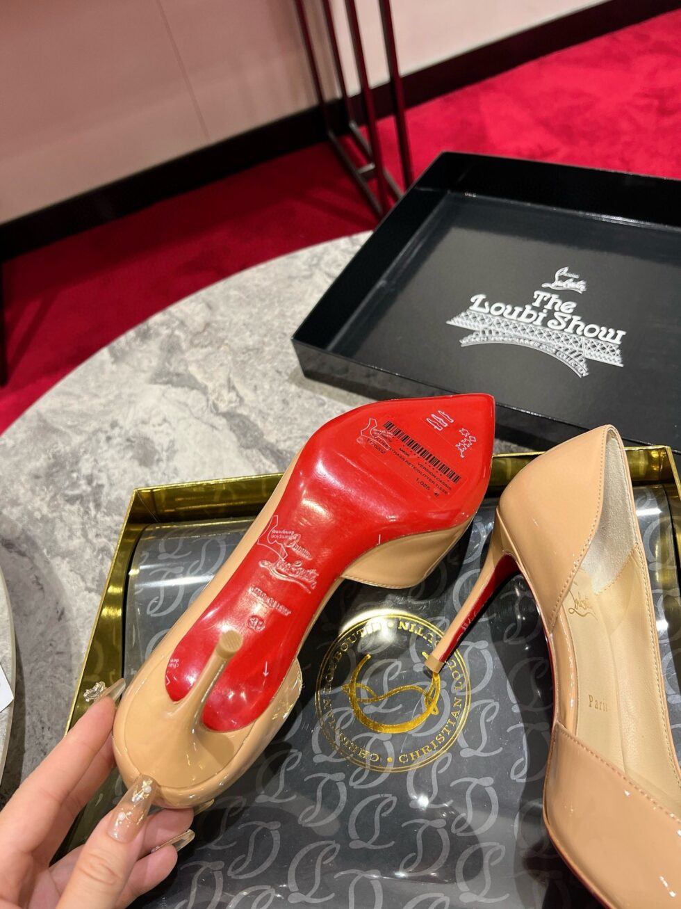 Replica Christian Louboutin Iriza Pumps 85mm in Nude Patent Leather 105