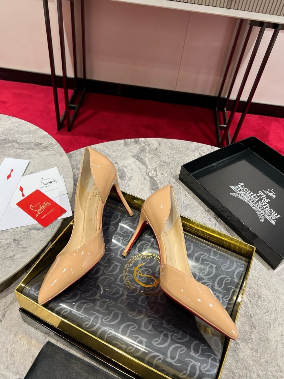 Replica Christian Louboutin Iriza Pumps 85mm in Nude Patent Leather 109