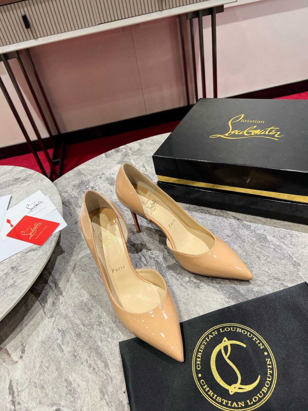 Replica Christian Louboutin Iriza Pumps 85mm in Nude Patent Leather 111