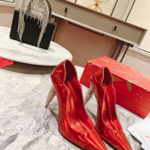 Replica Christian Louboutin Lipstrass Pumps 100mm In Red Patent Leather 2