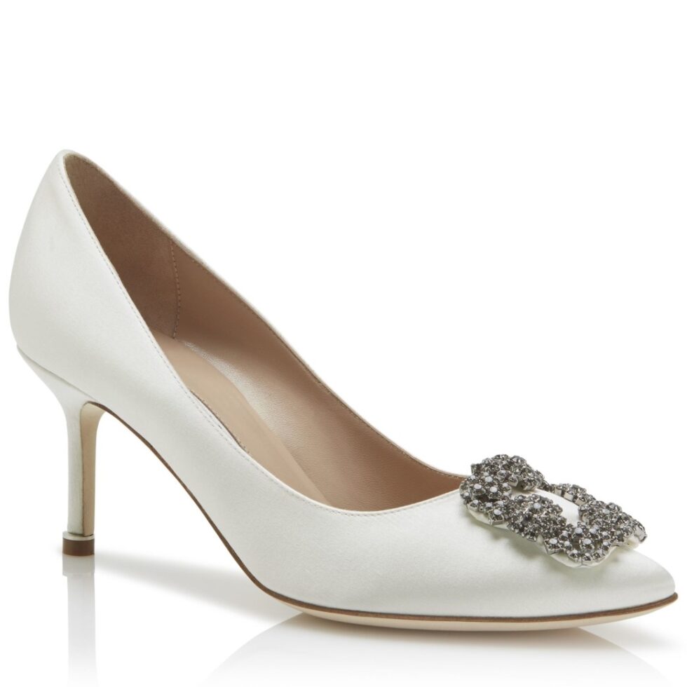 Replica Manolo Blahnik Hangisi 70 Pumps In White Satin 104