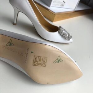 Replica Manolo Blahnik Hangisi 70 Pumps In White Satin 2