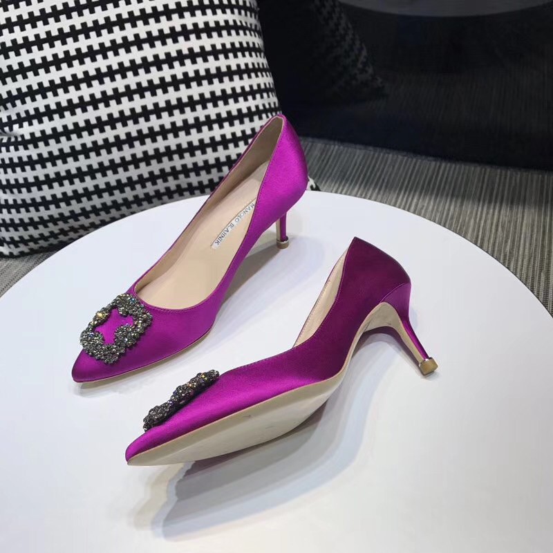 Replica Manolo Blahnik Hangisi 70 Pumps In Purple Satin 106