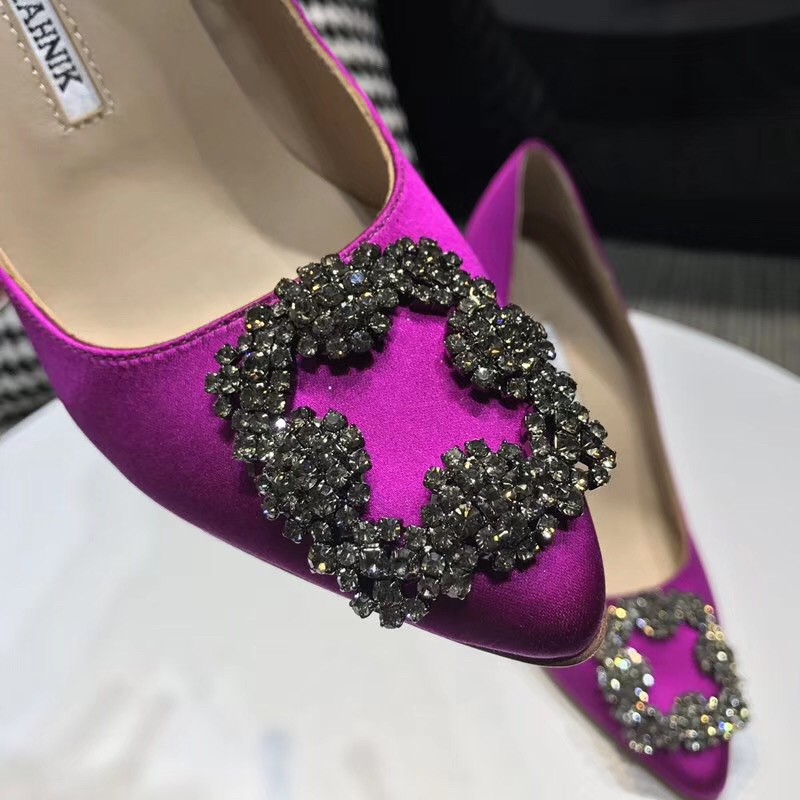 Replica Manolo Blahnik Hangisi 70 Pumps In Purple Satin 107