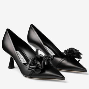 Replica Jimmy Choo Rosalia Flowers 65mm Pumps in Black Leather