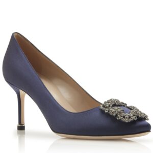 Replica Manolo Blahnik Hangisi 70 Pumps In Navy Blue Satin