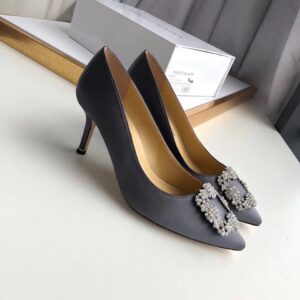 Replica Manolo Blahnik Hangisi 70 Pumps In Grey Satin 2