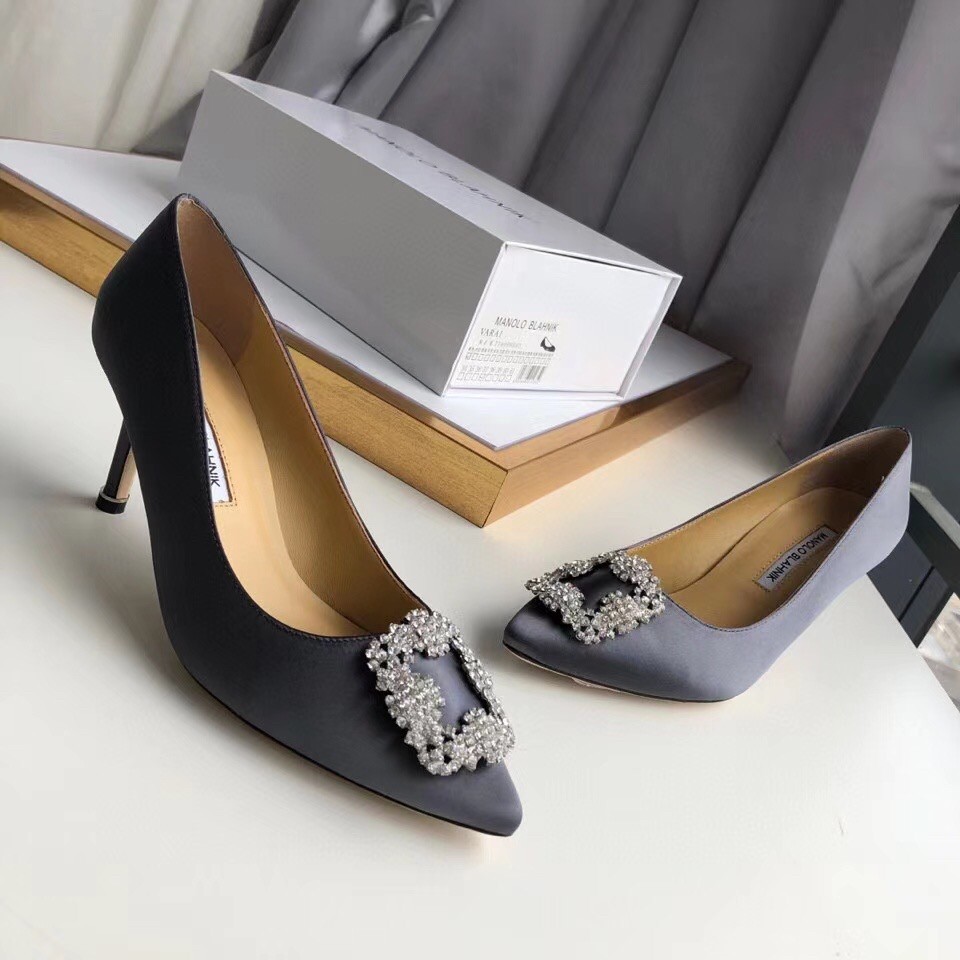 Replica Manolo Blahnik Hangisi 70 Pumps In Grey Satin 110