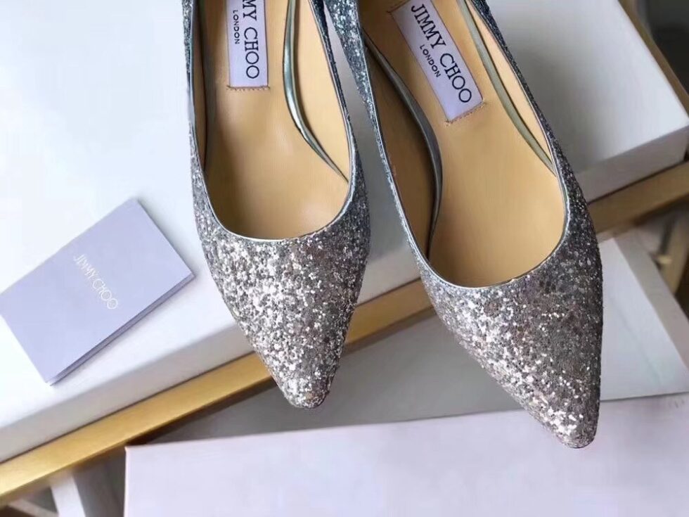 Replica Jimmy Choo Romy 60mm Pumps In Silver and Blue Glitter 105