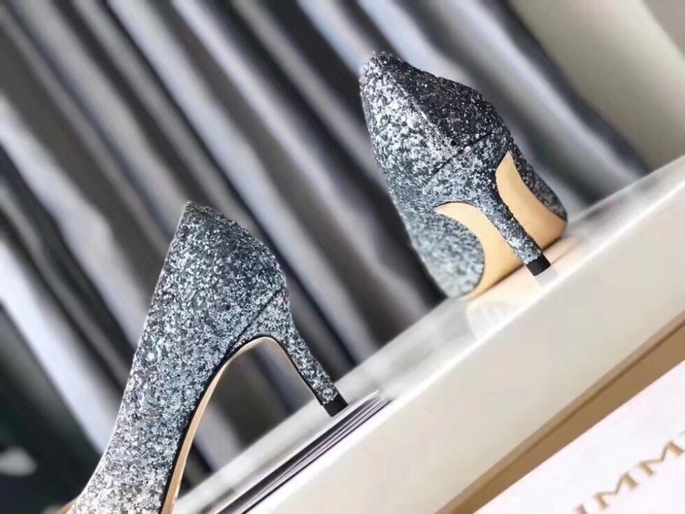 Replica Jimmy Choo Romy 60mm Pumps In Silver and Blue Glitter 111