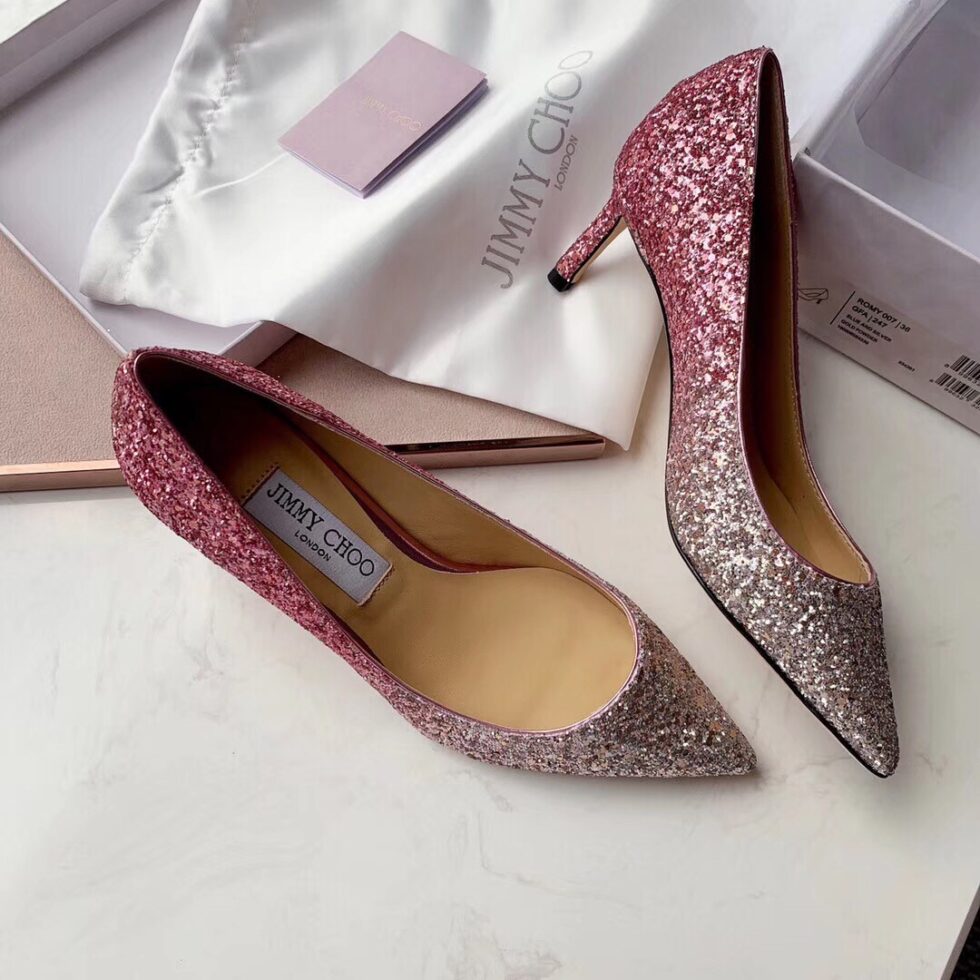 Replica Jimmy Choo Romy 60mm Pumps In Silver and Red Glitter 107