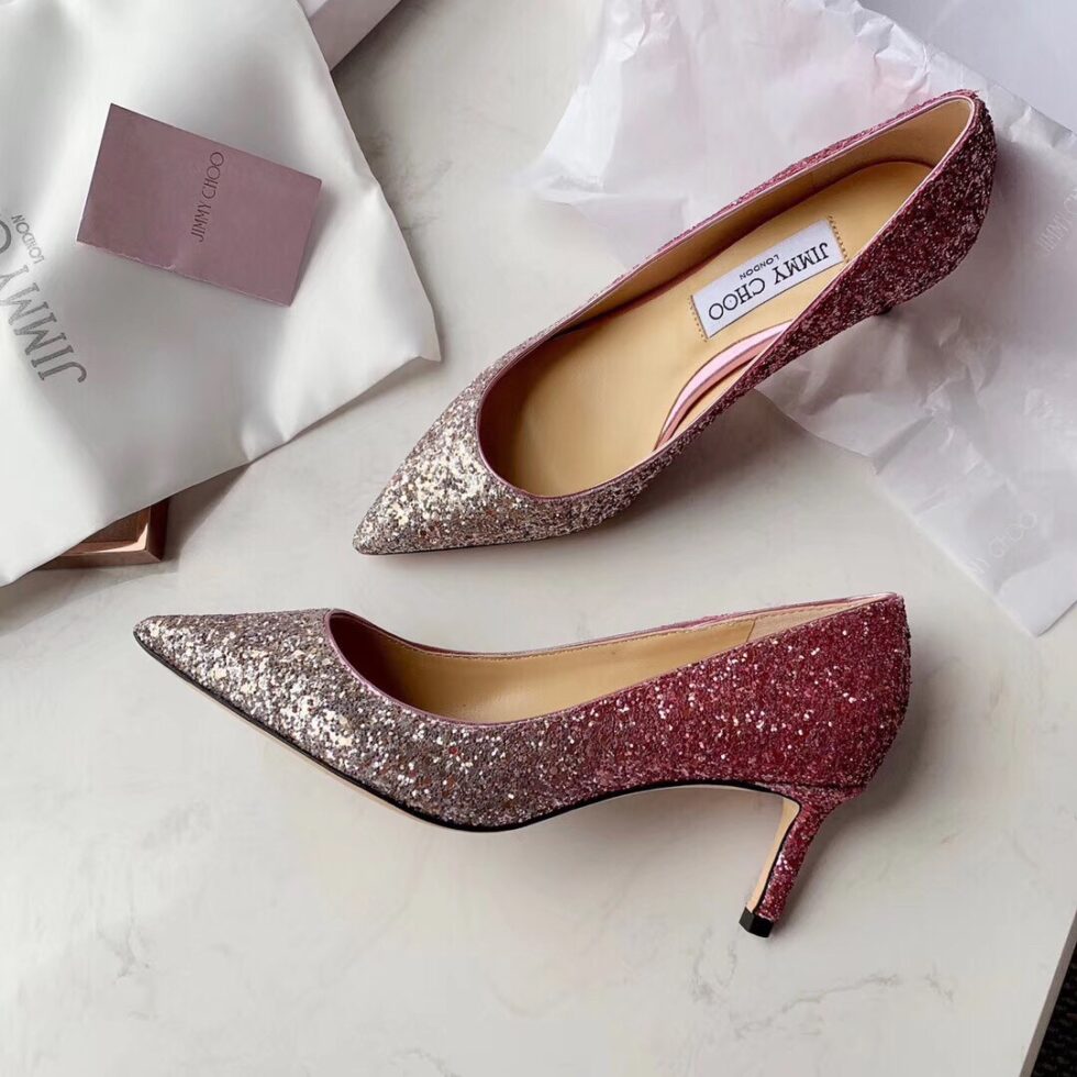 Replica Jimmy Choo Romy 60mm Pumps In Silver and Red Glitter 109