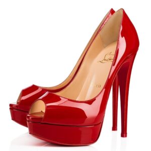 Replica Christian Louboutin Red Patent Fetish Peep 130mm Pumps