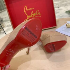 Replica Christian Louboutin Nude Patent Fetish Peep 130mm Pumps 2