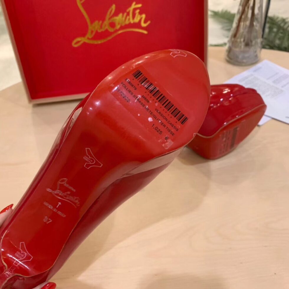 Replica Christian Louboutin Red Patent Fetish Peep 130mm Pumps 109