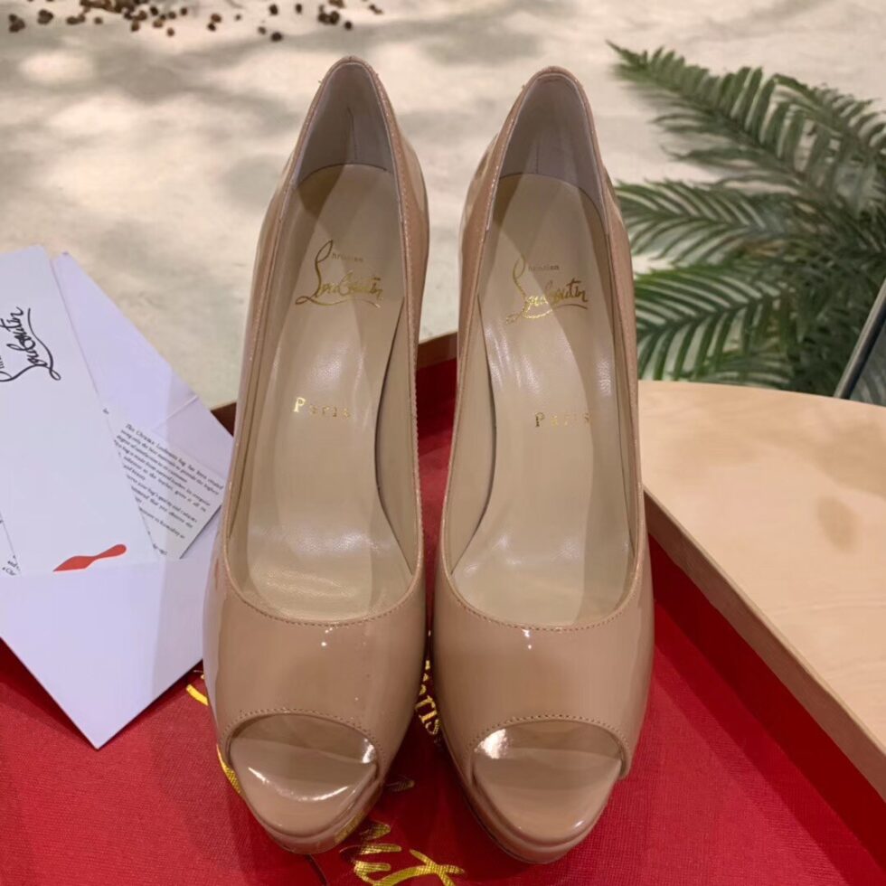 Replica Christian Louboutin Nude Patent Fetish Peep 130mm Pumps 106