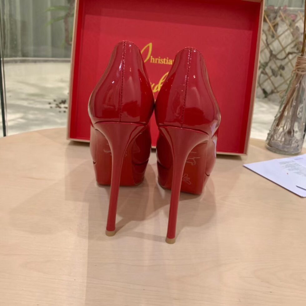 Replica Christian Louboutin Red Patent Fetish Peep 130mm Pumps 110