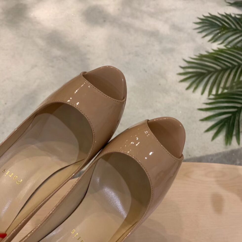 Replica Christian Louboutin Nude Patent Fetish Peep 130mm Pumps 108