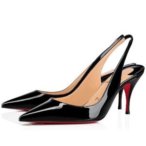 Replica Christian Louboutin Black Patent Clare Sling 80mm Pumps