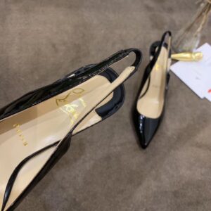 Replica Christian Louboutin Black Patent Clare Sling 80mm Pumps 2