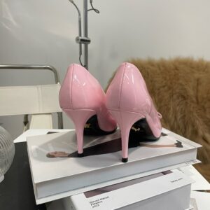 Replica Versace Gianni Ribbon Pumps 80mm In Pink Patent Leather 2