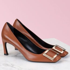 Replica Roger Vivier Belle Vivier Trompette 70mm Pumps In Brown Calfskin