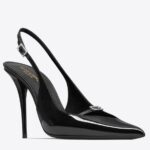 Replica Saint Laurent Luna Slingback Pumps 105mm In Black Patent Leather