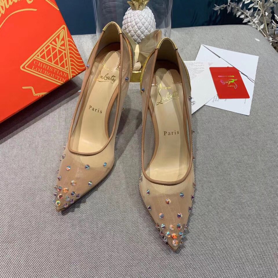 Replica Christian Louboutin Degra 100 Crystal Stud-embellished Pumps 107