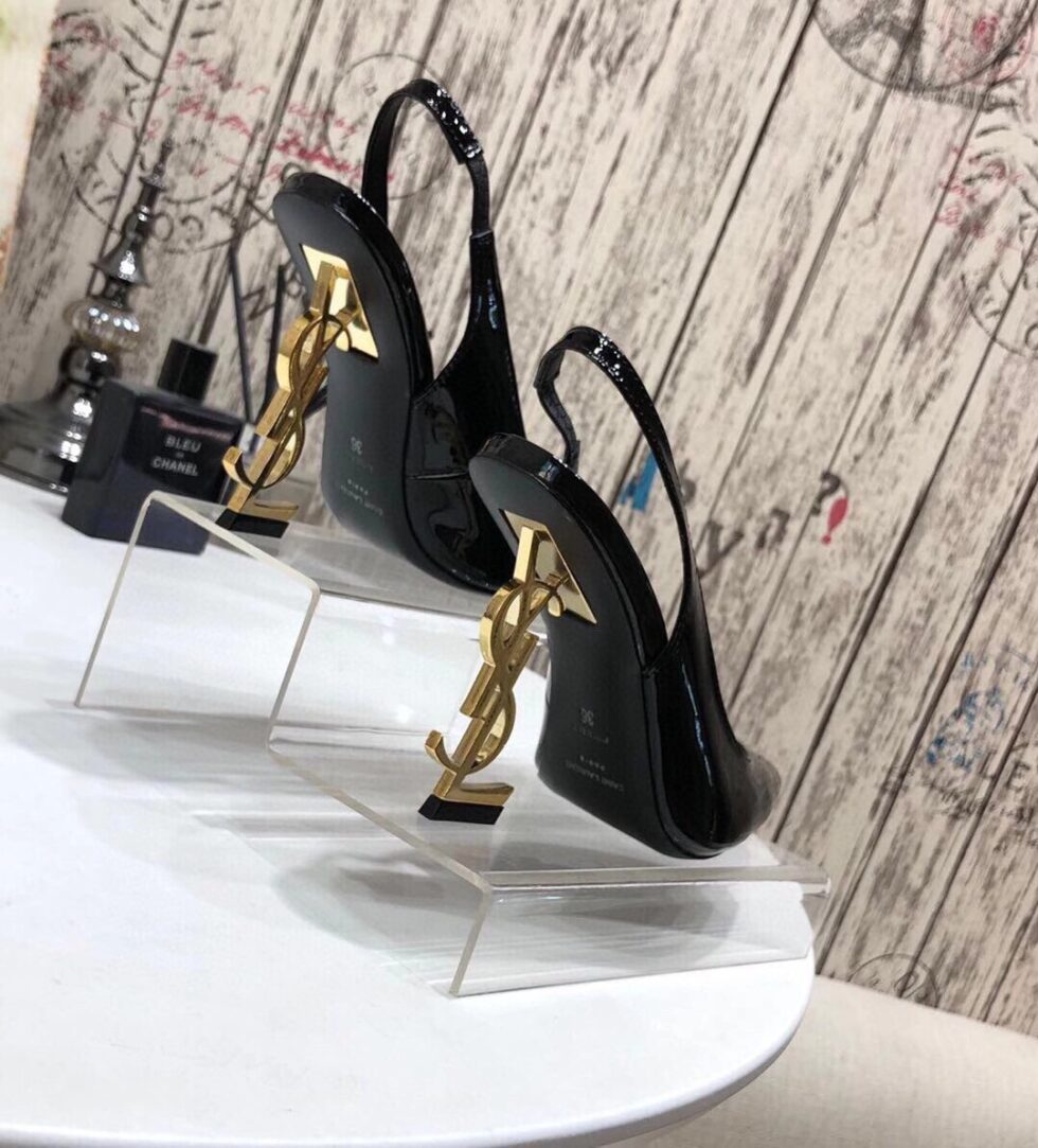 Replica Saint Laurent Opyum Slingback Pumps 110mm With Gold Heel 106