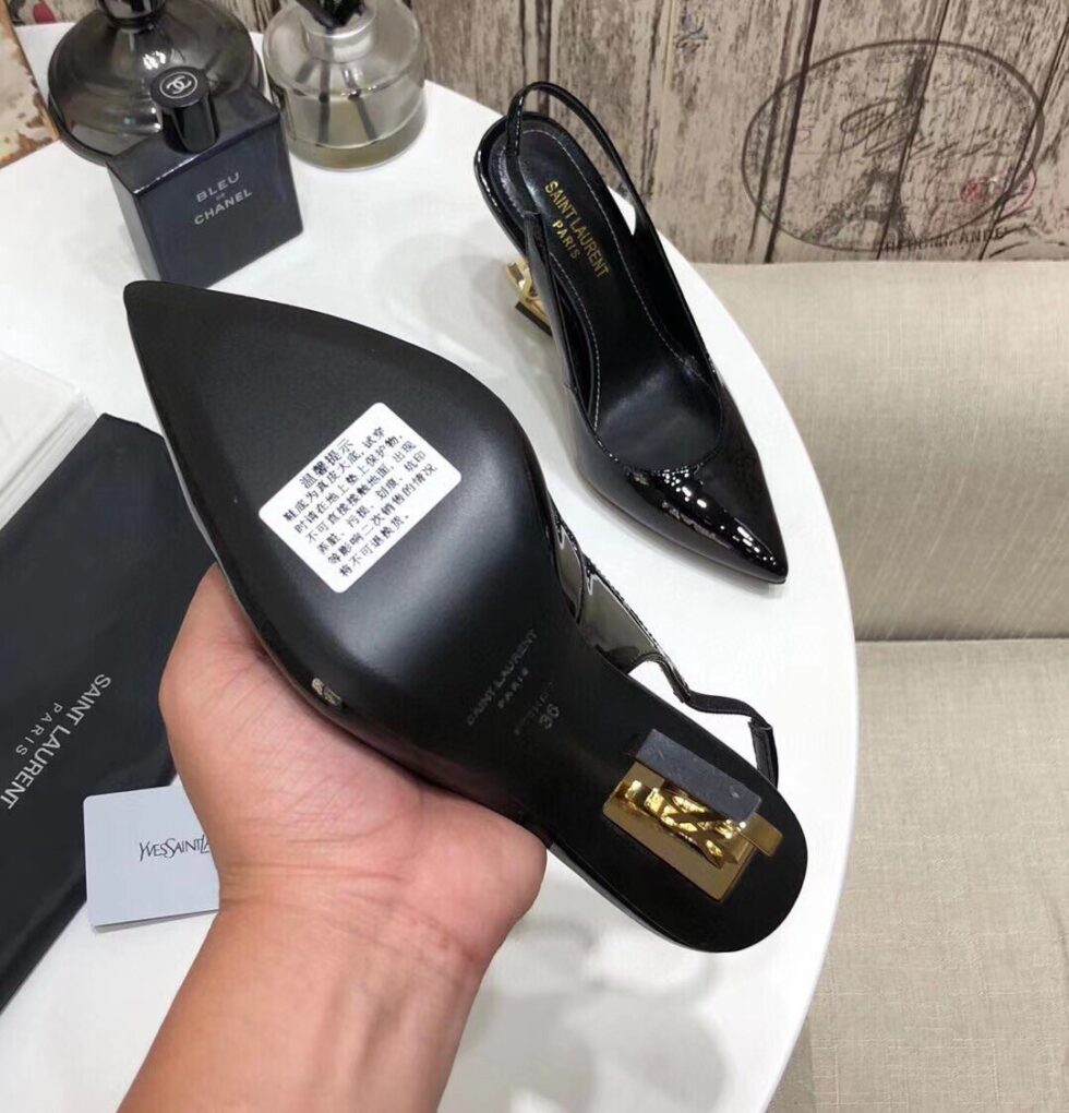 Replica Saint Laurent Opyum Slingback Pumps 110mm With Gold Heel 107