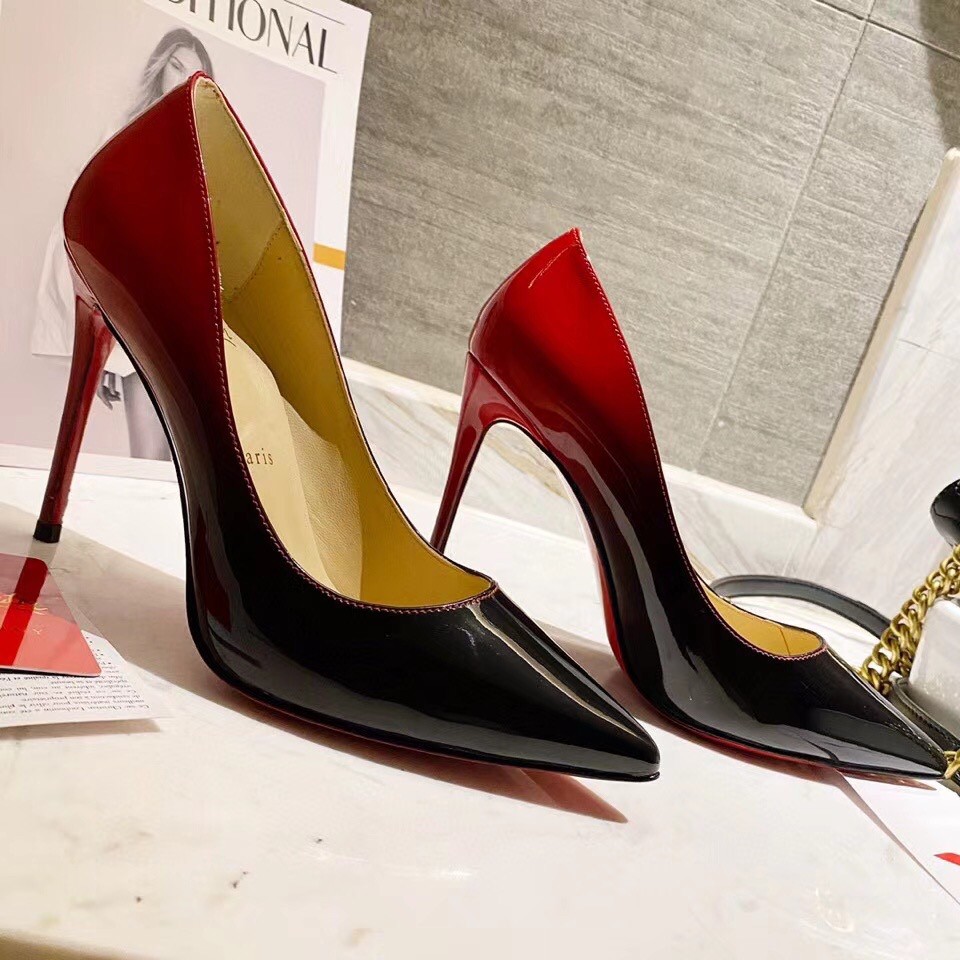 Replica Christian Louboutin Black/Red Patent Kate Pumps 100mm 109