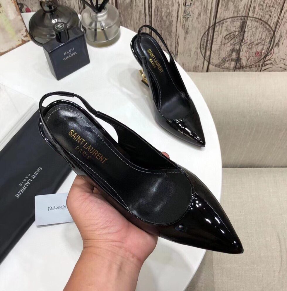 Replica Saint Laurent Opyum Slingback Pumps 110mm With Gold Heel 108