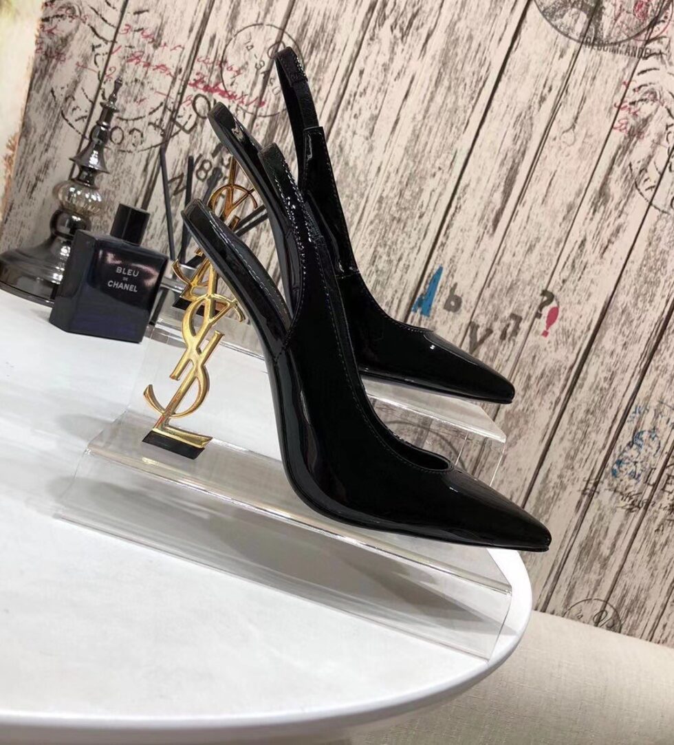 Replica Saint Laurent Opyum Slingback Pumps 110mm With Gold Heel 109