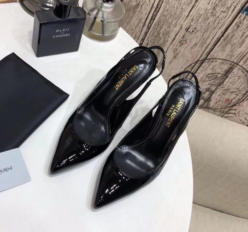 Replica Saint Laurent Opyum Slingback Pumps 110mm With Black Heel 107