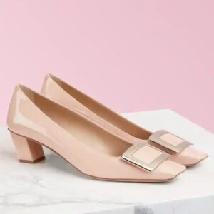 Replica Roger Vivier Belle Vivier 45mm Pumps In Nude Patent Leather