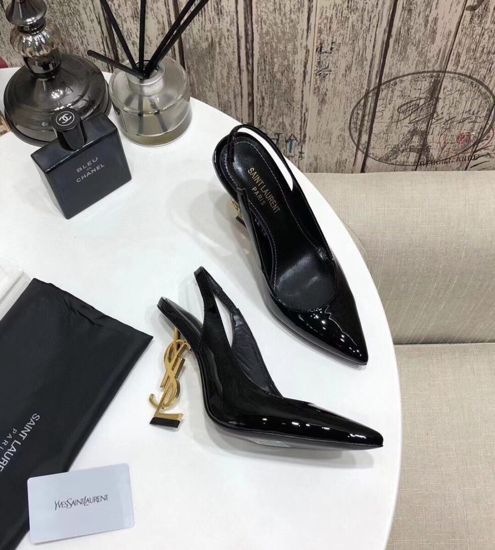 Replica Saint Laurent Opyum Slingback Pumps 110mm With Gold Heel 111