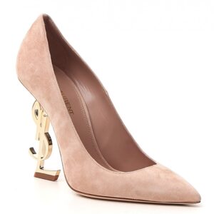 Replica Saint Laurent Opyum 110 Pumps In Suede with Gold Heel