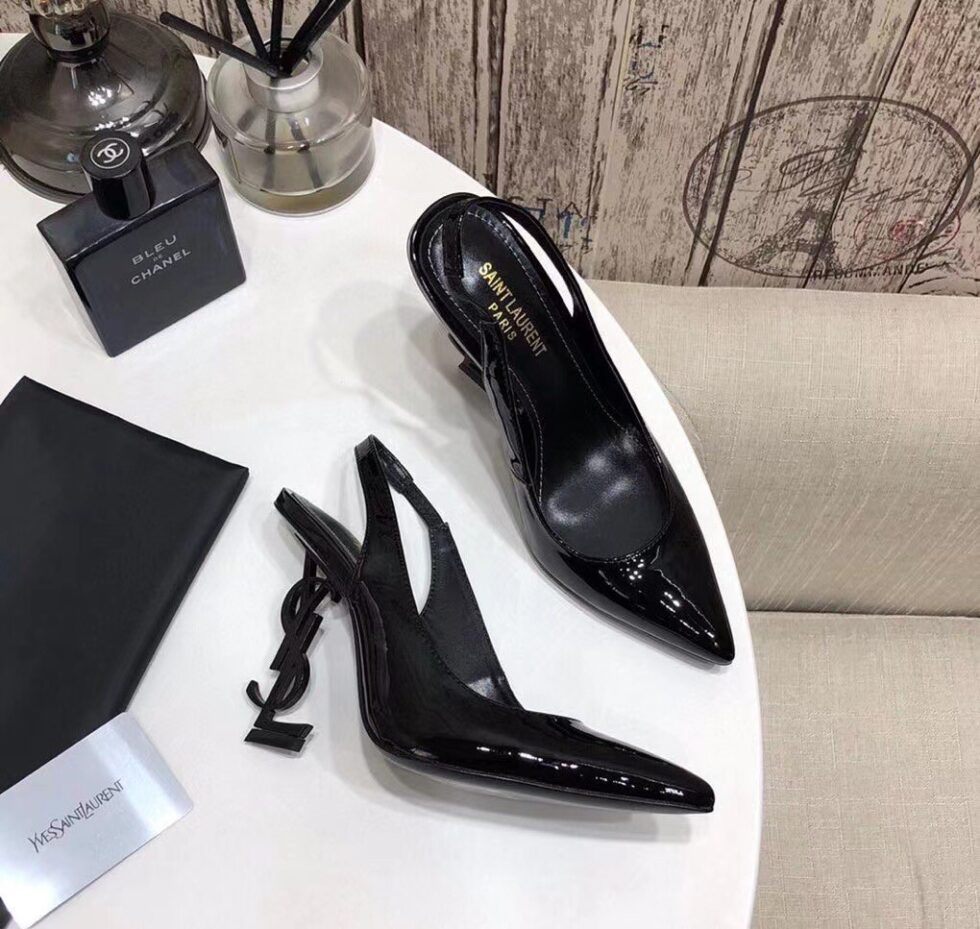 Replica Saint Laurent Opyum Slingback Pumps 110mm With Black Heel 109