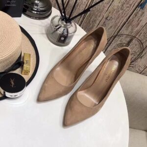 Replica Saint Laurent Opyum 110 Pumps In Suede with Gold Heel 2