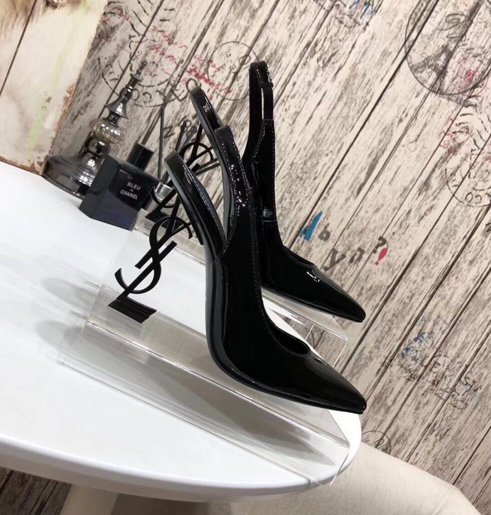 Replica Saint Laurent Opyum Slingback Pumps 110mm With Black Heel 111