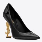 Replica Saint Laurent Opyum 110 Pumps In Patent Leather with Gold Heel