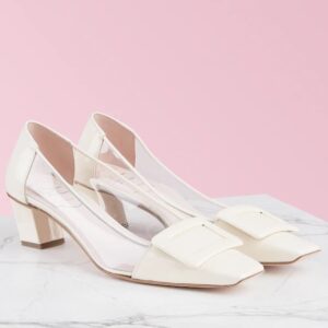 Replica Roger Vivier Belle Vivier Pumps In White Patent and PVC