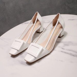 Replica Roger Vivier Belle Vivier Pumps In White Patent and PVC 2