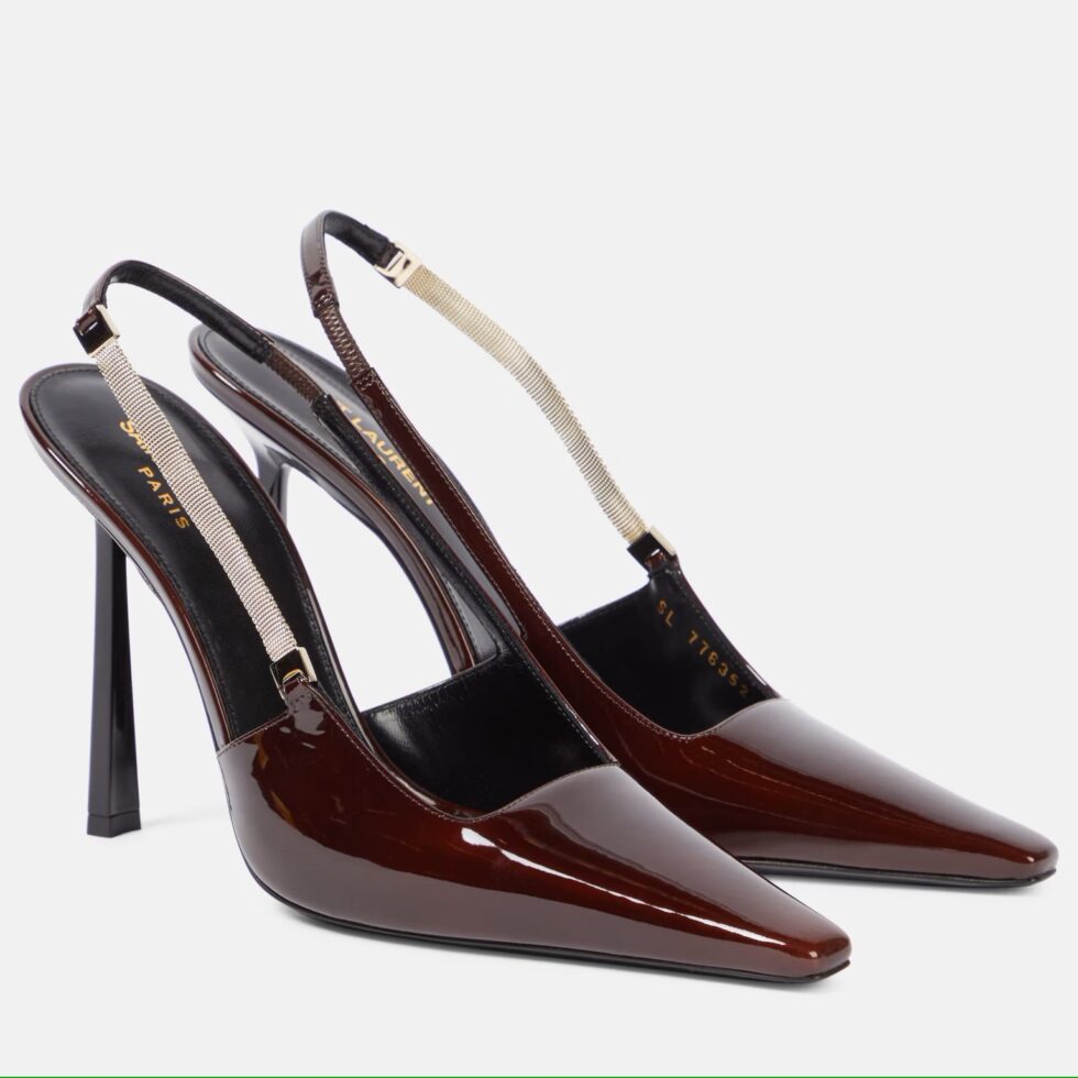 Replica Saint Laurent Blake Slingback Pumps 110mm in Red Patent Leather 104