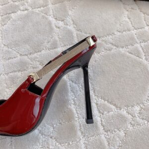 Replica Saint Laurent Blake Slingback Pumps 110mm in Red Patent Leather 2