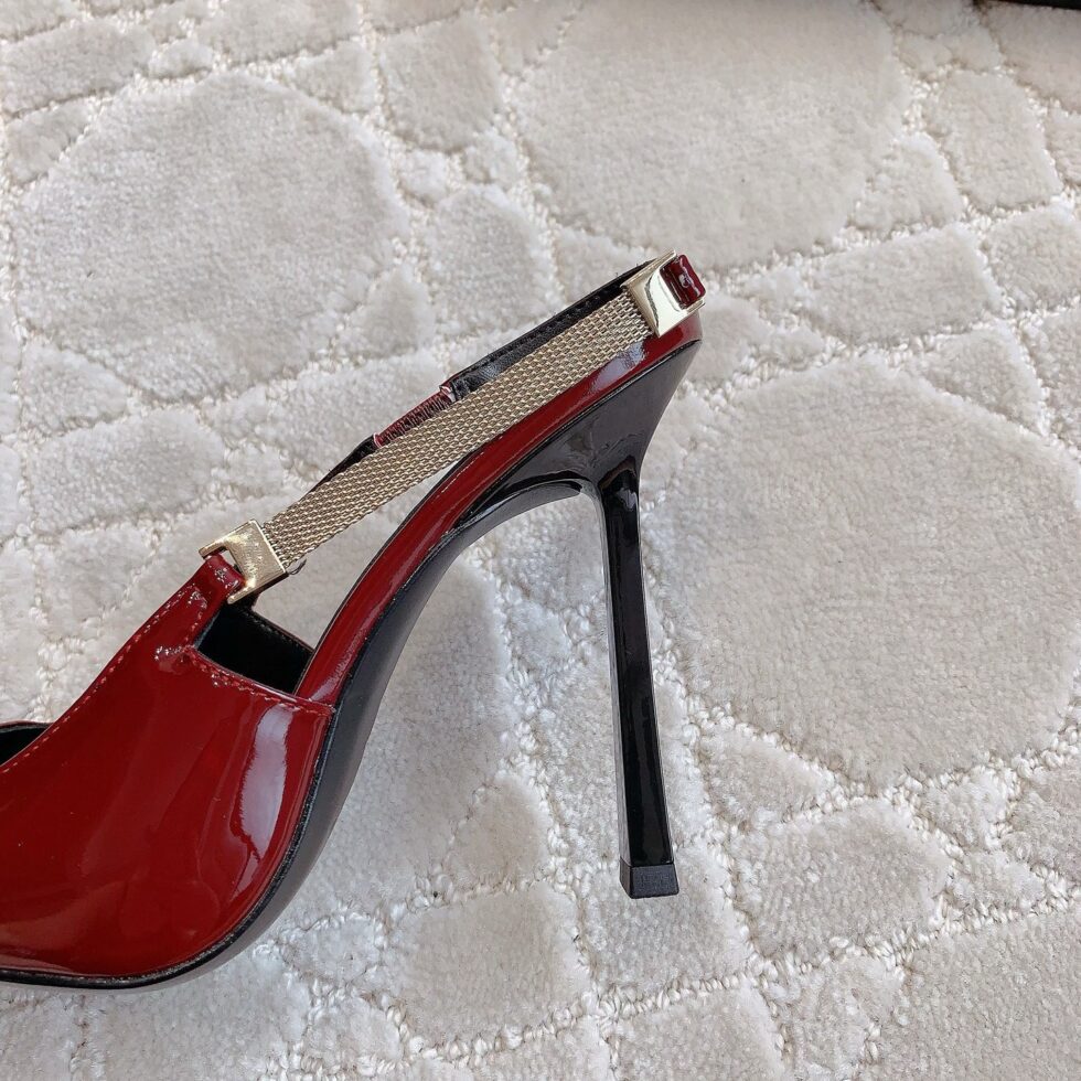 Replica Saint Laurent Blake Slingback Pumps 110mm in Red Patent Leather 105