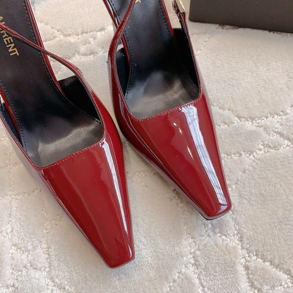 Replica Saint Laurent Blake Slingback Pumps 110mm in Red Patent Leather 107