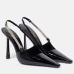 Replica Saint Laurent Blake Slingback Pumps 110mm in Black Patent Leather