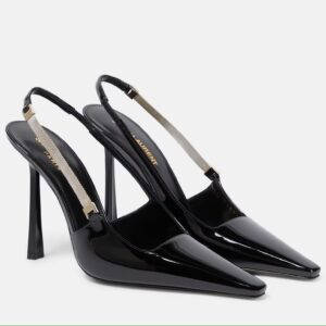 Replica Saint Laurent Blake Slingback Pumps 110mm in Black Patent Leather 102