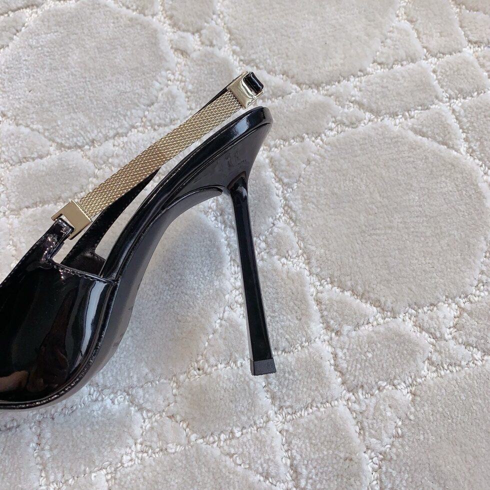 Replica Saint Laurent Blake Slingback Pumps 110mm in Black Patent Leather 108